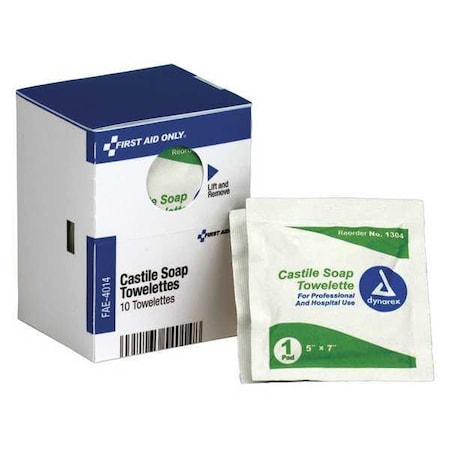 First Aid Kit Refill,Castile Soap Wipes, 10 Per Box