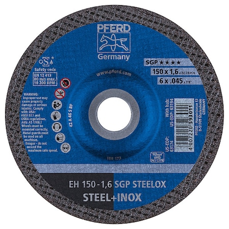 6" x .045" Cut-Off Wheel, 7/8" A.H. - SGP STEELOX - Type 27