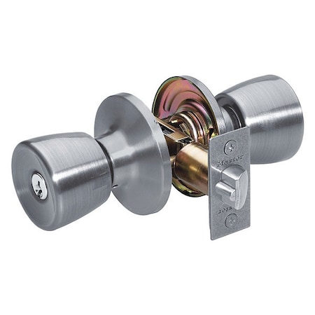 Knob Lockset,Tulip Style,Satin Nickel
