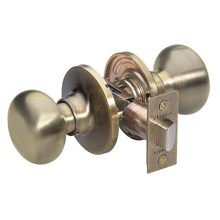 Knob Lockset,Biscuit Style,Antique Brass