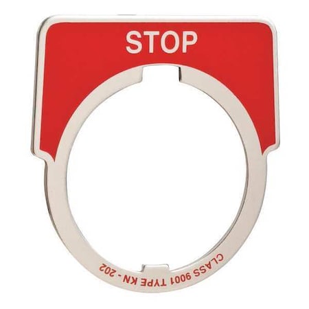 Legend Plate,Half Round,Stop,White/Red