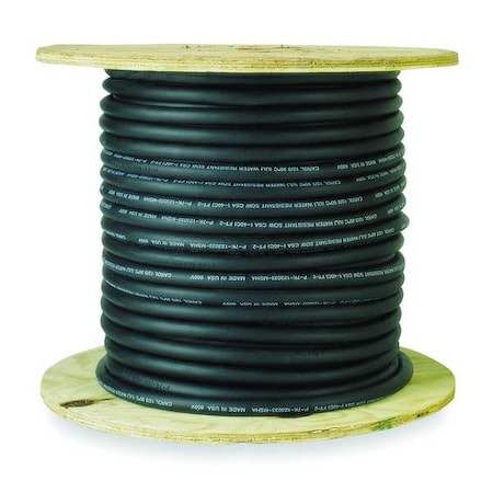Portable Cord, SOOW, 18 AWG, 3 C, Black, EPDM Rubber, Stranded, 600V, Indoor/Outdoor, 250 ft