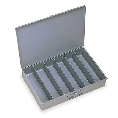 Steel, 6 compartments, 12 1/2 in D x 3 1/8 in H x 18 3/8 in W