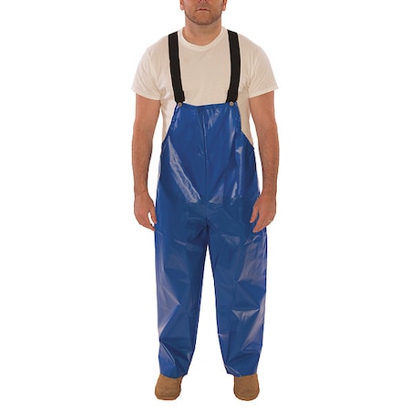 Rain Bib Overall, Polyurethane, 31 in Inseam, 10 mil Thickness, Blue, XL