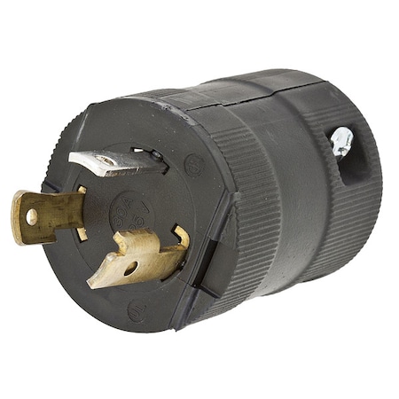 Locking Plug, L5-30P, 30 A, 125V AC, Single Phase, 2 Pole, Screw Terminals, Black