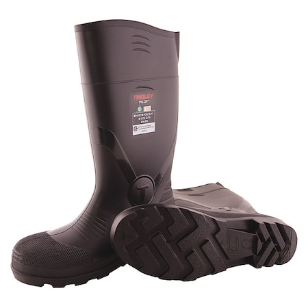 Unisex Pilot G2 Tall Rubber Boots, Steel Toe, 17 3/4 in Height, Black, M14