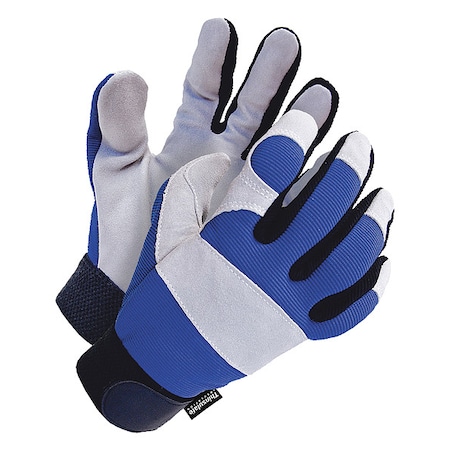 X-Site Mechanics Gloves, Cowhide Palm, Spandex Back, 2XL, Black/White
