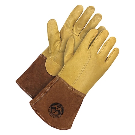Gander Brand Welding Gloves, Gauntlet Cuff, Wing Thumb, Premium Pigskin, 2XL, 1 PR