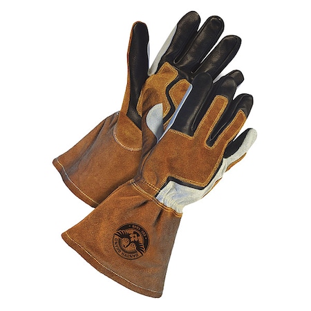 60-9-1942 Welding Gloves, Gauntlet Cuff, Wing Thumb, Premium Cowhide, XS, 1 PR
