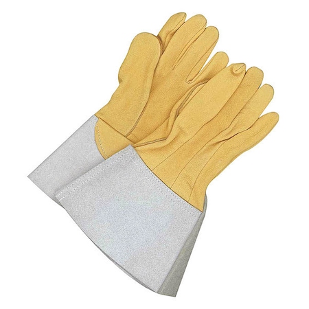 Gander Brand Welding Gloves, Gauntlet Cuff, Straight Thumb, Premium Deerskin, L, 1 PR