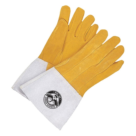 Gander Brand Welding Gloves, Gauntlet Cuff, Straight Thumb, Premium Deerskin, S, 1 PR