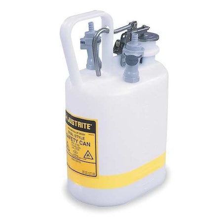 HPLC Waste Can, Polyethylene/Polypropylene Fittings, 1 gal, Oval, 3/8 in Tubing, White, for Solvents
