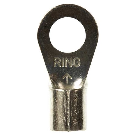 Ring Terminal, 1/4 in Stud Size, 8 AWG, 1,000 V, Bare Insulated, Bare, Crimp Termination Only