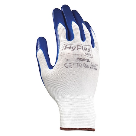 Coated Gloves, Nitrile, Palm, 4 Abrasion Level, Blue/White, XL (10) 1 PR