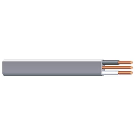Non-Metallic Underground Feeder Cable, UF-B, 8 AWG, 2C with Ground C, Gray, PVC, Stranded, 600V AC