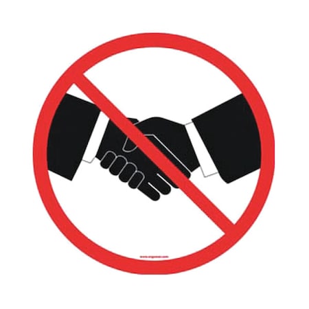 No Handshake Sign, 12" W x 12" H, No Text, PVC, White