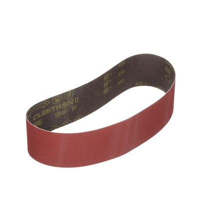Sanding Belt, 8 in W, 60 in L, Closed Coat, Precision Shaped Ceramic, 36+ Grit, Maroon, Red
