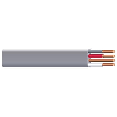 Non-Metallic Underground Feeder Cable, UF-B, 6 AWG, 3C with Ground C, Gray, PVC, Stranded, 600V AC