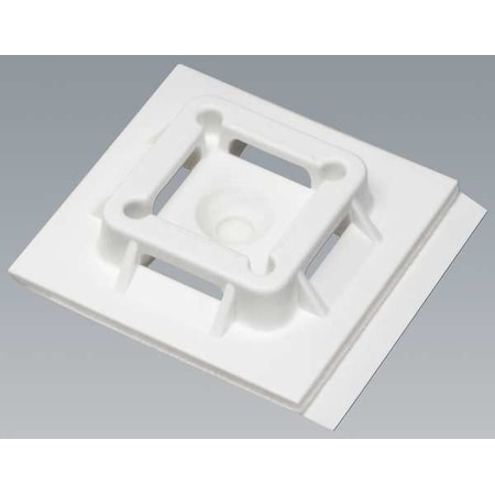 Cable Tie Mounting Base, Nylon 6/6, White, 1.5 in L