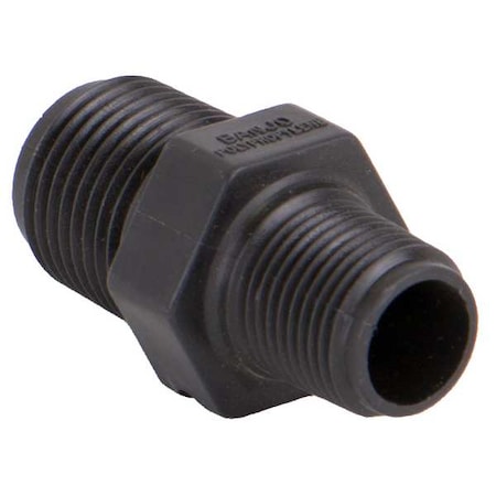 Reducing Nipple, Polypropylene, 1/2" x 3/8", Schedule 80, 300 psi Max Pressure