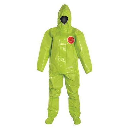 Respirator Fit Hood. Elastic Wrists. Double Storm Flap with Adhesive Closure. Lime Yellow. SM