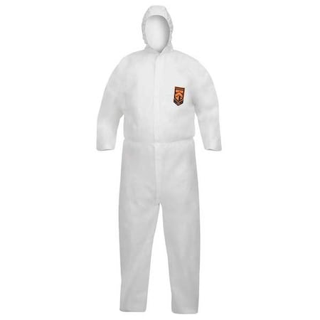 Coveralls, XL, White, KleenGuard A40 Reflex, Zipper,PK25