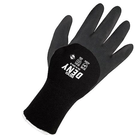 Lined Nitrile Coated Gloves, Foam Nitrile, Smooth, 3/4 Dip, Not Rated Abrasion Level, Black, 1 PR