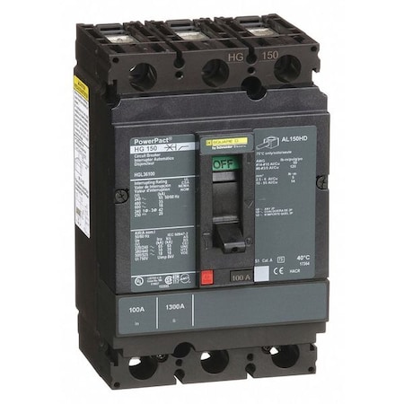 Molded Case Circuit Breaker, POWERPACT H Series, 100A, 3 Pole, 600V AC, 65kA at 240V AC
