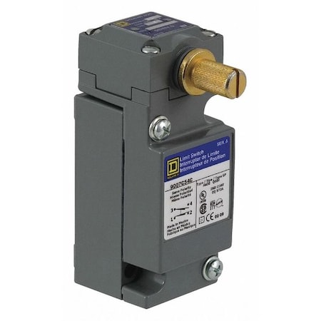 Heavy Duty Limit Switch, No Lever, Rotary, 2NC/2NO, 10A at 600V AC, Actuator Location: Side