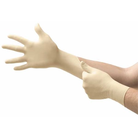 69-210, Disposable Gloves, 3.5 mil Palm, Latex, Powder-Free, S (7), 100 PK, Beige