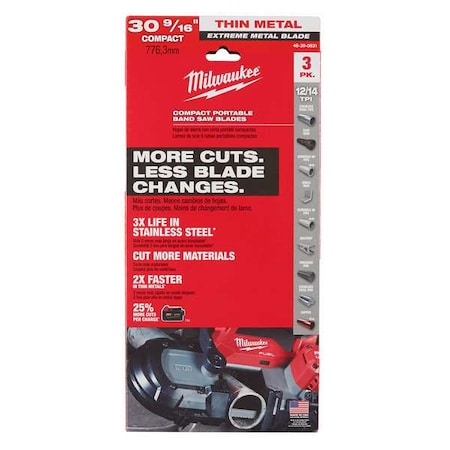 30-9/16 in. 12/14 TPI Compact Extreme Thin Metal Band Saw Blades, 3PK