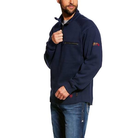 Men's FR 1/4 Zip, Cotton, Zipper, Blue, 2XL