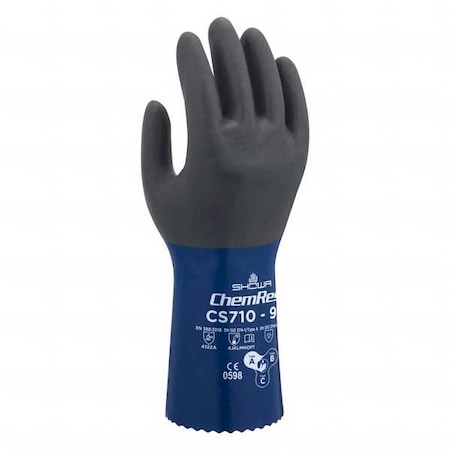 CS710 Chemical Resistant Gloves, Polyester, 11 3/4 in L, 1.47 mm, Blue, 11, 1 PR