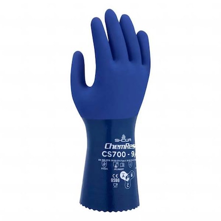 CS700 Chemical Resistant Gloves, Polyester, 11 3/4 in L, 1.16 mm, Blue, 10, 1 PR