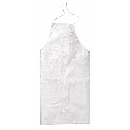 Tyvek 400 Disposable Bib Apron, Polyethylene, 5.9 mil Thick, White, Universal Size, PK100