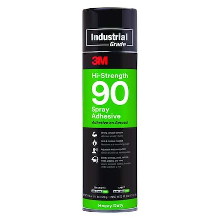 Spray Adhesive, Hi-Strength 90 Series, Clear, 17.6 fl oz., Aerosol Can