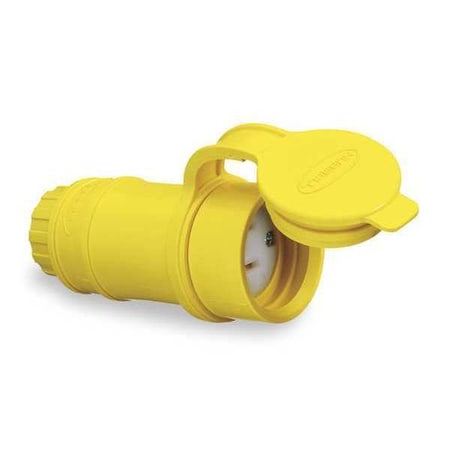 Watertight Straight Blade Connector, 5-20R, 20 A, 125V AC, 2 Pole, 3 Wire, Screw Terminals, Yellow