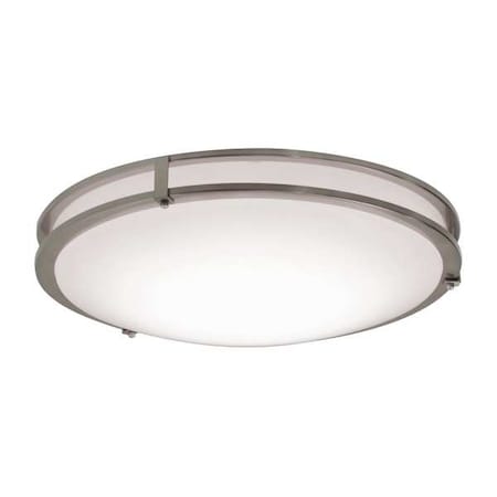 LED Flush Mount, 24 in D, Silver, Steel