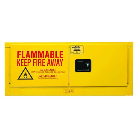 Hazardous Material Storage Cabinet, 12 gal, 1 Shelves, Steel, 43 1/4 in W x 18 1/4 in H x Yellow