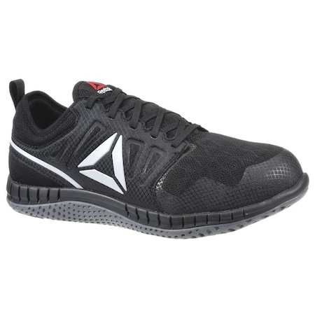 Men's Athletic Shoe, Steel Toe, Mesh, Fabric Upper, Rubber Outsole, Lace Up, Dark Gray, 11 M