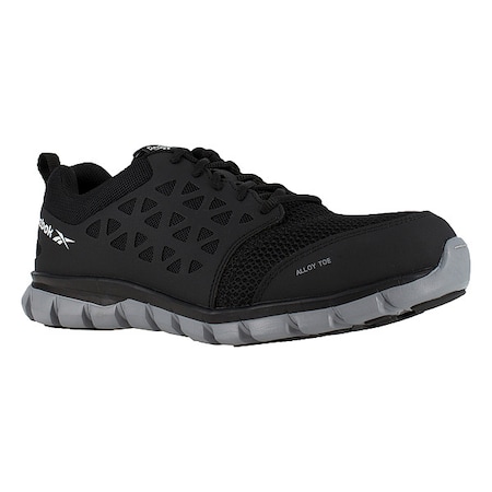 Women's Athletic Shoe, Alloy Toe, Mesh Upper, Rubber Outsole, Lace Up, Black, 11 M