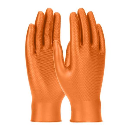 Grippaz Skins, Disposable Gloves, 6 mil Palm, Nitrile, Powder-Free, S ( 7 ), 50 PK, Orange