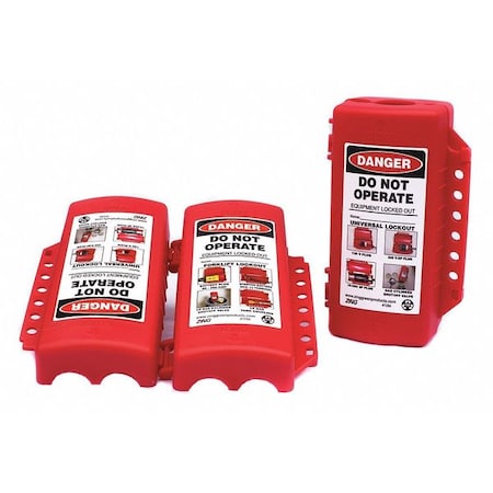Plug Lockout,Red,5/16" Shackle Dia.