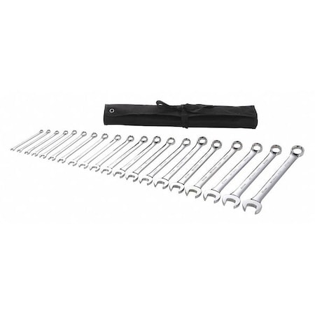 Combination Wrench Set, Metric, 6 mm to 25 mm Head Sizes, 6 Points, 20-Piece