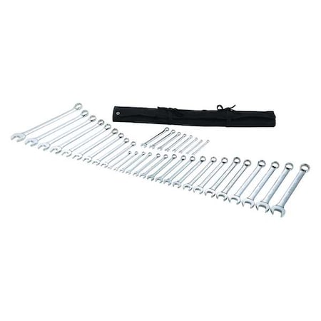 Combination Wrench Set, 15 Degree Head Angle, 35-Piece