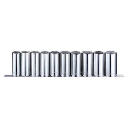 1/2" Drive Socket Set Metric 10 Pieces 22 mm to 32 mm , Chrome, Skt St, Chrm, 10-19 mm, 6Pt