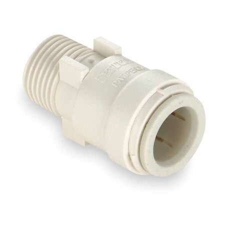 Push-Fit Adapter Fitting, 1/2 in Tube Size, Polysulfone, White