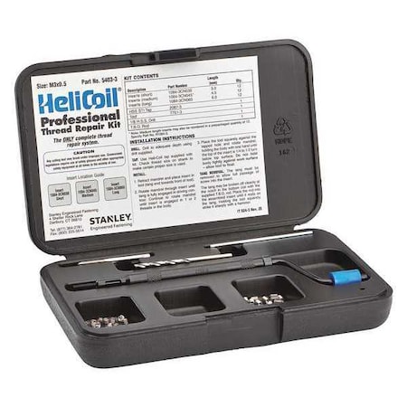 Free-Running Helical Insert Repair Kit, Helical Inserts, M3-0.50, Plain 18-8 Stainless Steel