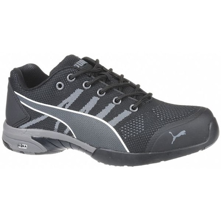 Women's Athletic Shoe, Steel Toe, Mesh Upper, Rubber Outsole, Lace Up, Black, 8 C