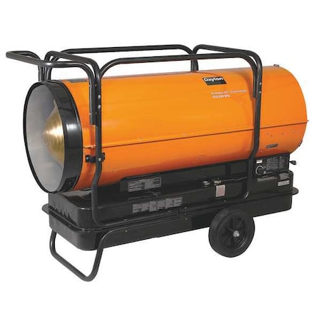 Portable Oil and Kerosene Torpedo Heater, 650,000 BtuH, 3,600 cfm, 13,500 sq ft Heat Area 50 gal